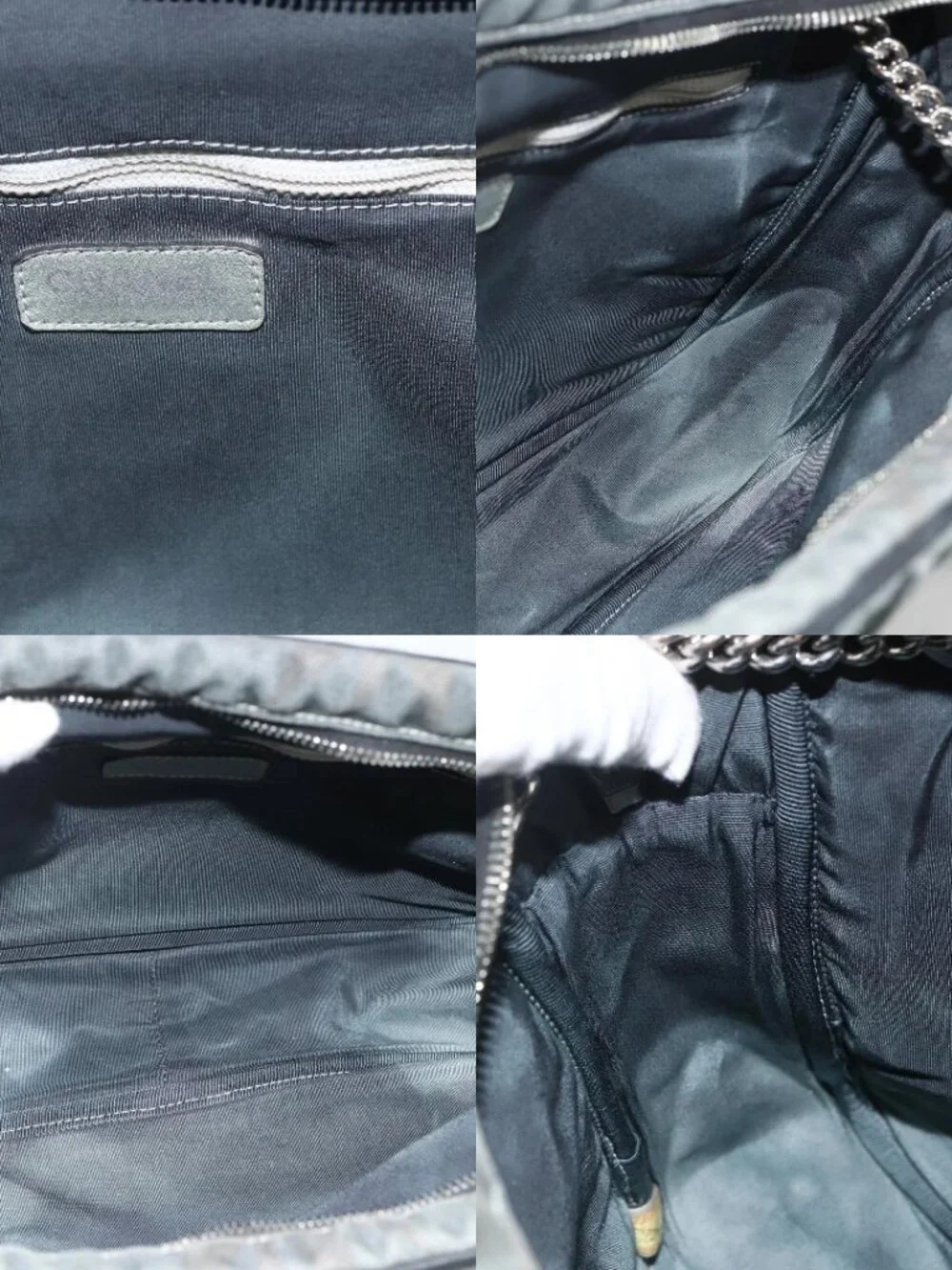 CHANEL Chain Shoulder Bag Canvas Black Silver CC Auth bs33649